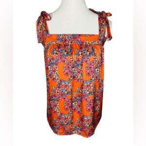 FRNCH Orange Floral Blouse Size L